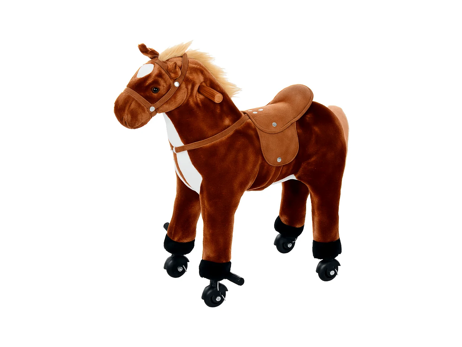 Cavallo per i bambini con ruote suono peluche marrone