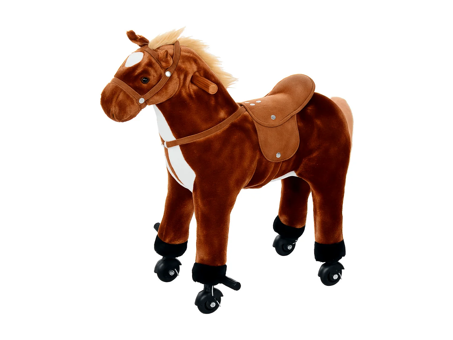 Cavallo per i bambini con ruote suono peluche marrone