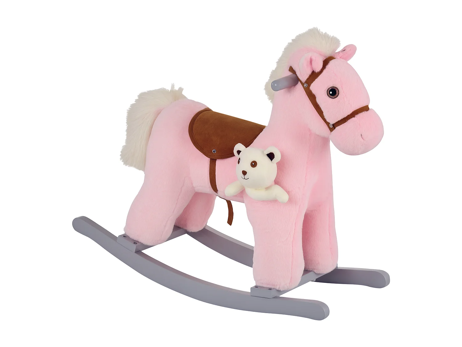 Cavallo a dondolo con orsetto e suoni età 18-36 mesi 65x26x55cm