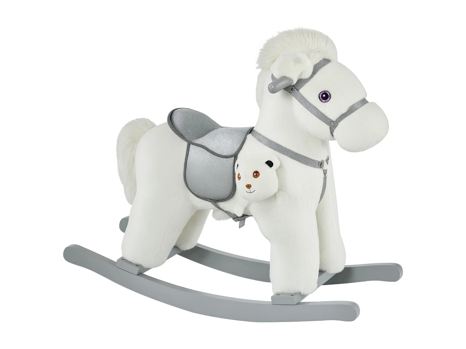 Cavallo a dondolo con orsetto e suoni età 18-36 mesi 65x26x55cm