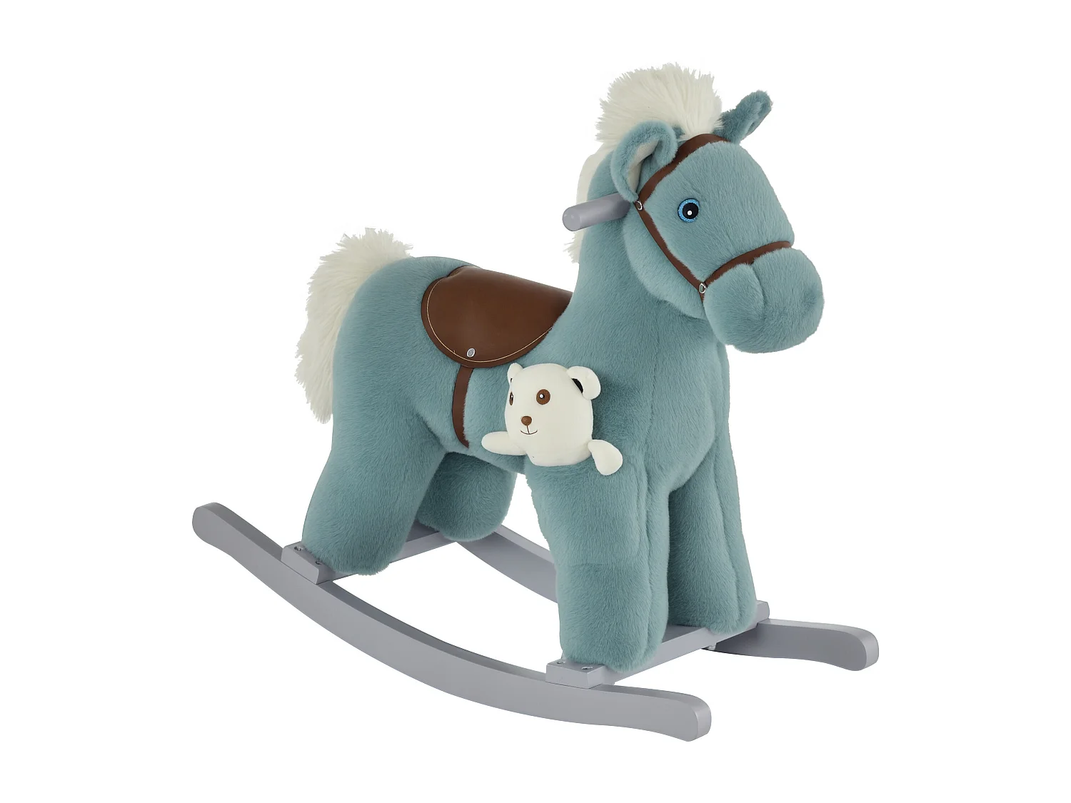 Cavallo a dondolo con orsetto e suoni età 18-36 mesi 65x26x55cm