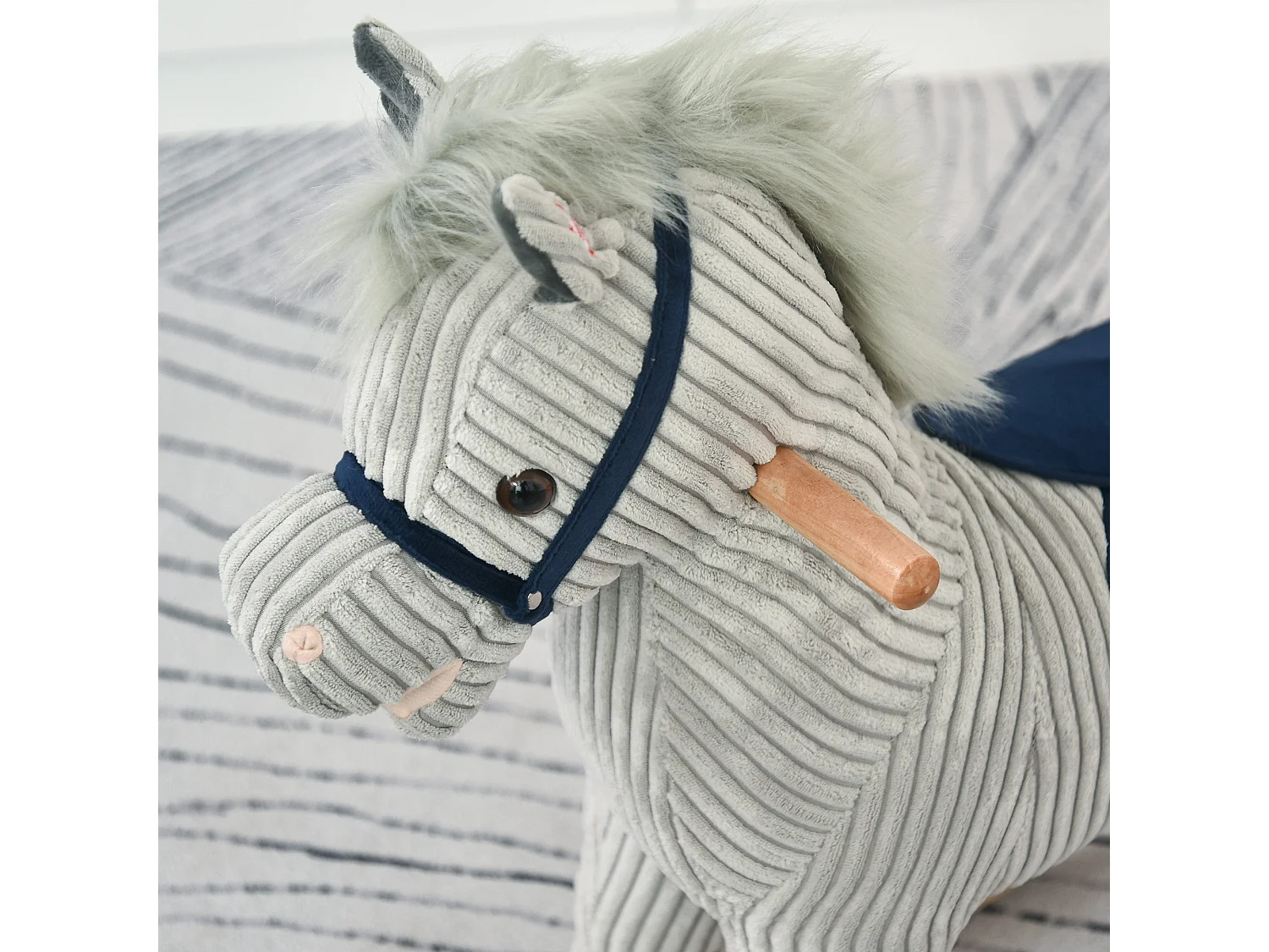 Cavallo a dondolo per bambini interattivo grigio 73x35x64cm