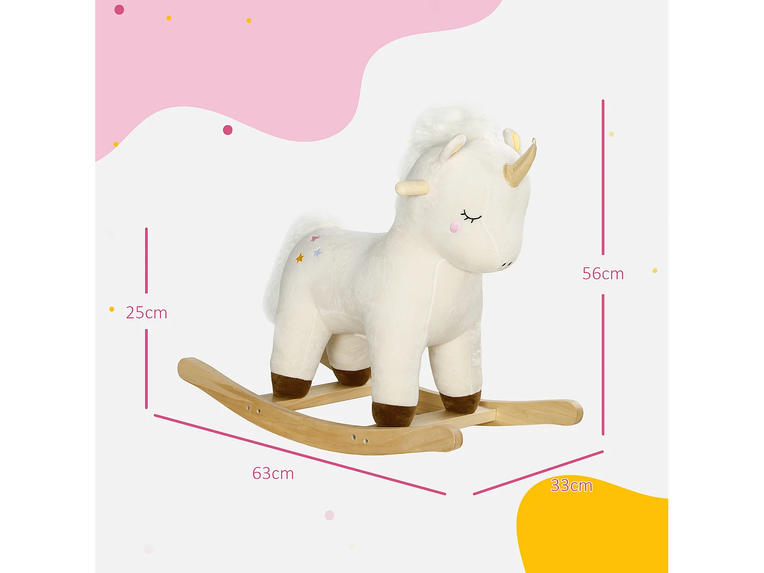 Cavallo a dondolo per bambini 2-4 anni a unicorno con suoni bianco