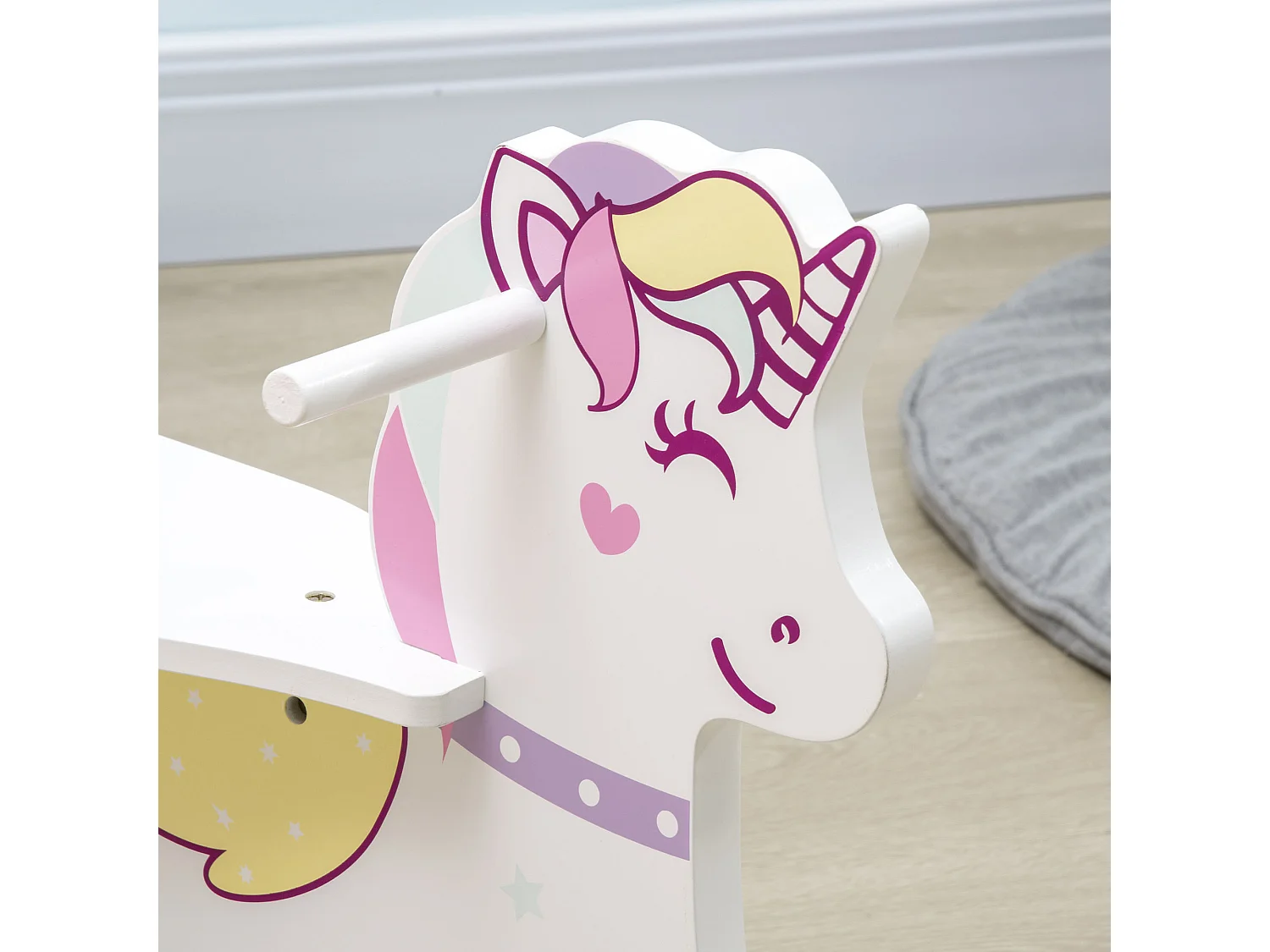 Cavallo a dondolo per bambini 1-3 anni blu rosa e bianco