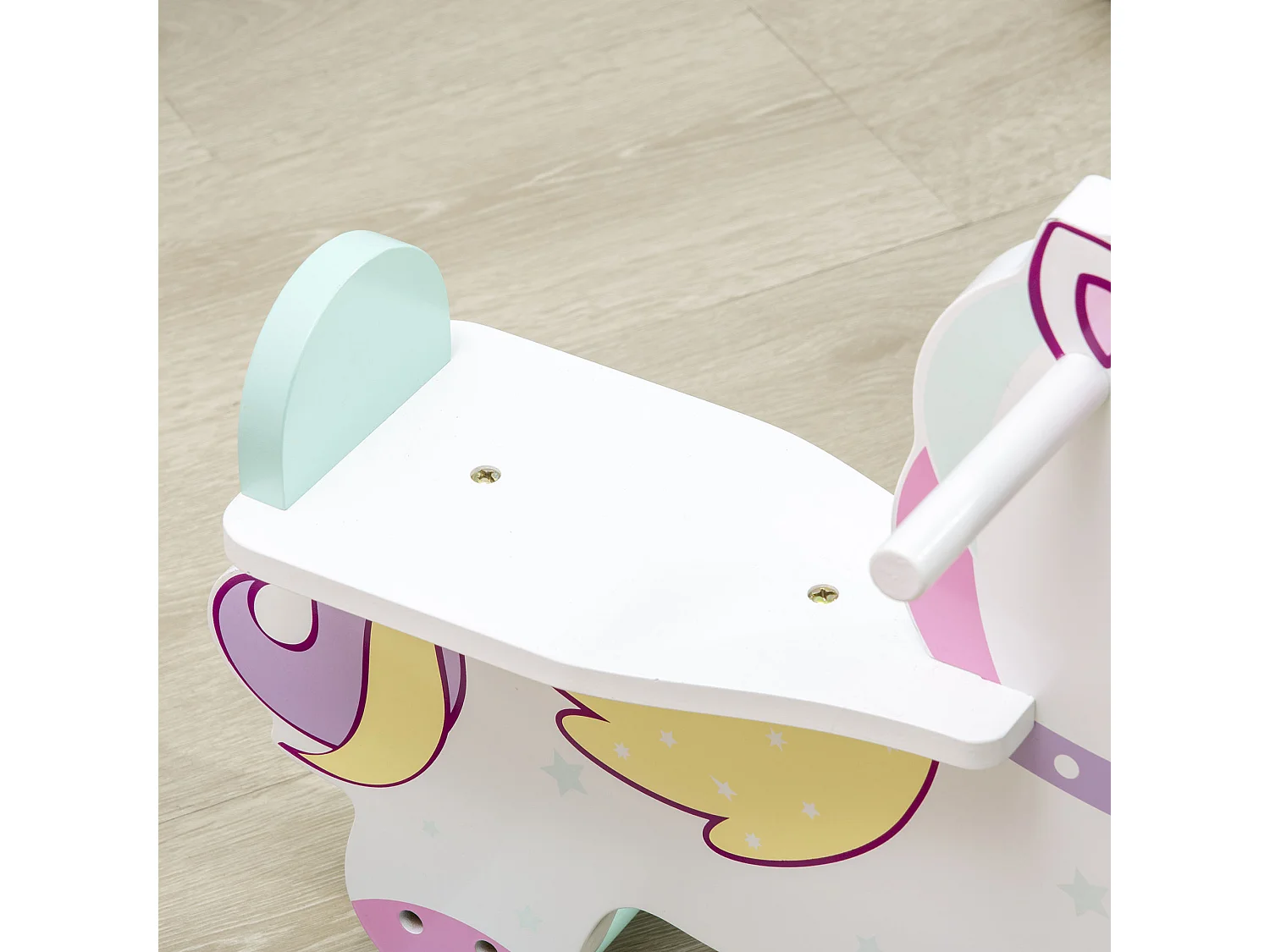 Cavallo a dondolo per bambini 1-3 anni blu rosa e bianco