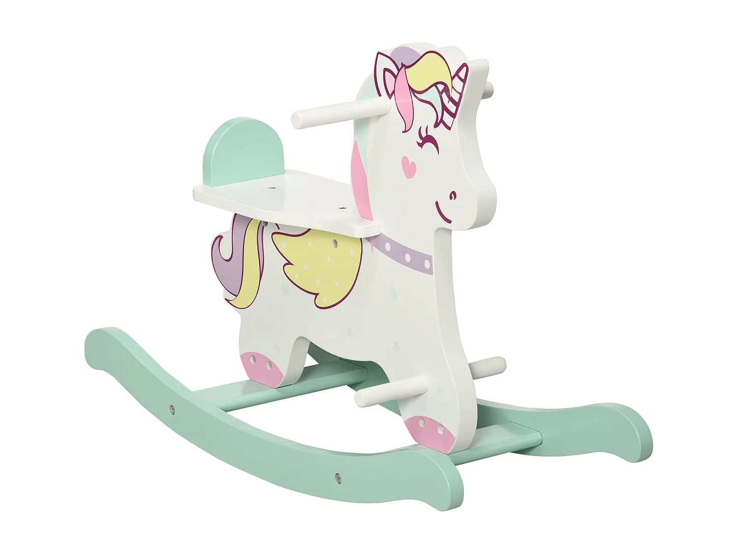 Cavallo a dondolo per bambini 1-3 anni blu rosa e bianco