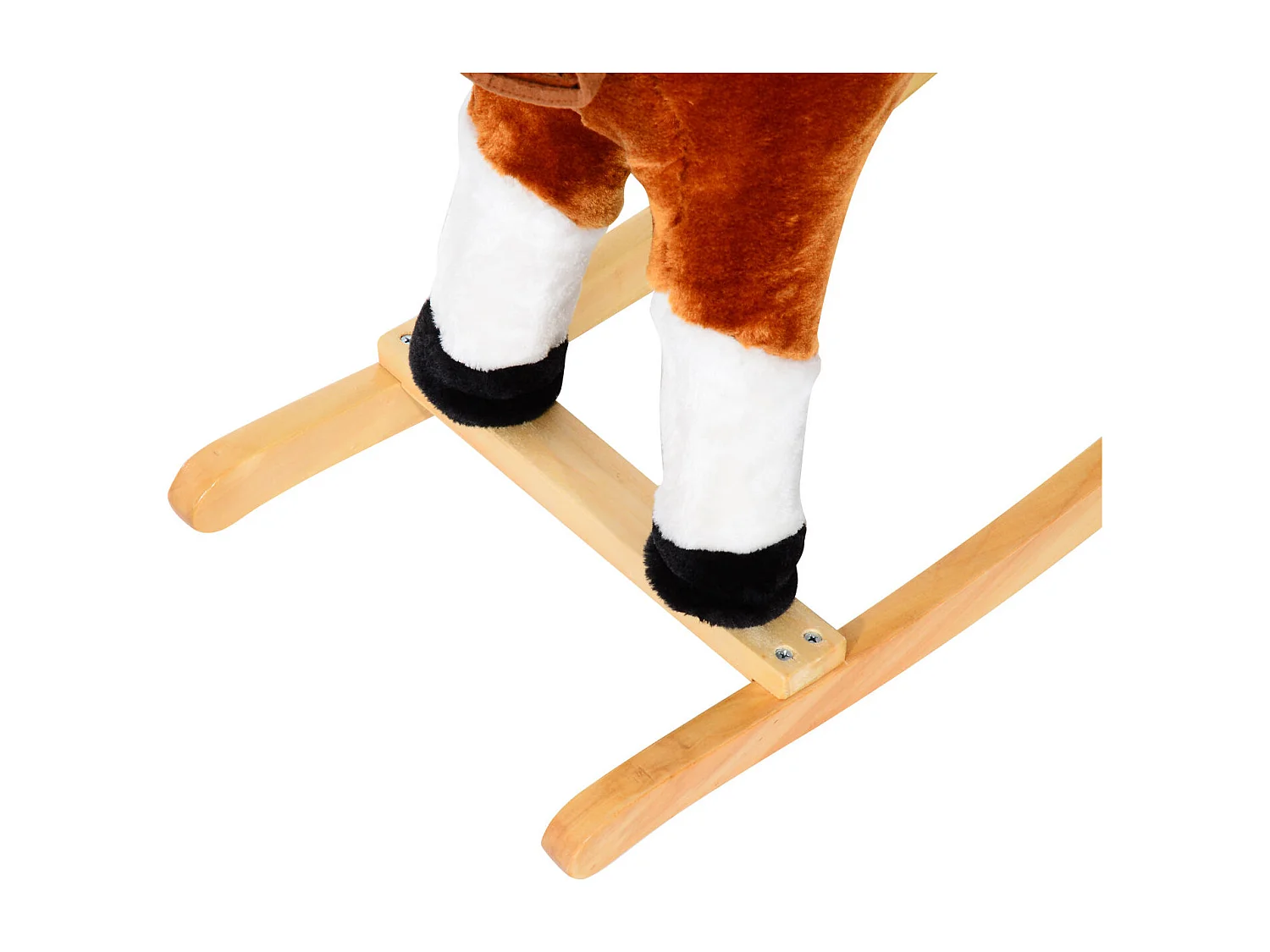 Cavallo a dondolo con suono per i bambini in legno marrone