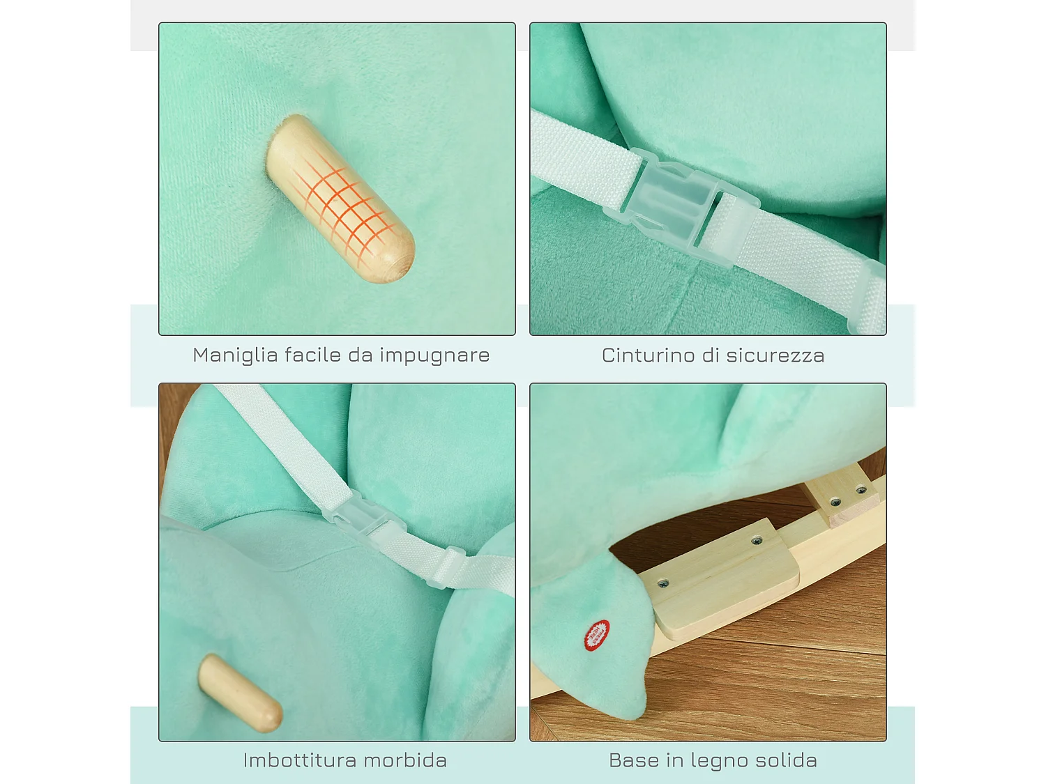 Cavallo a dondolo balena in peluche suoni cintura di sicurezza