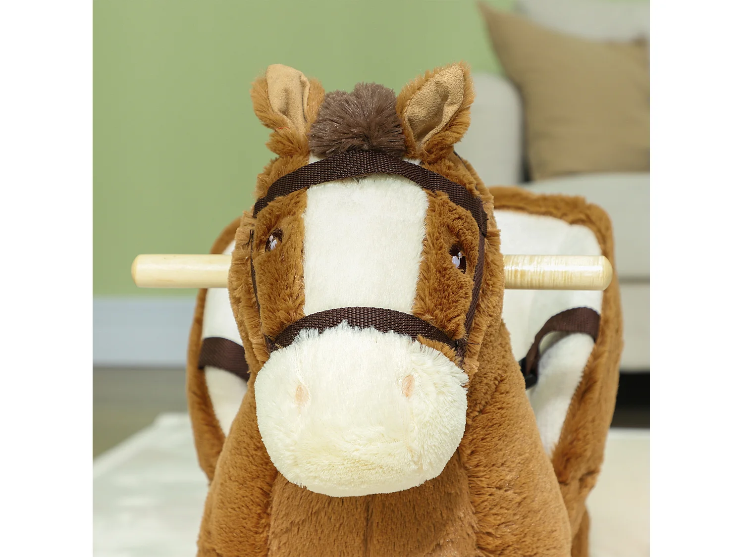 Cavallo a dondolo per bambini 18-36 mesi con suoni e cintura marrone