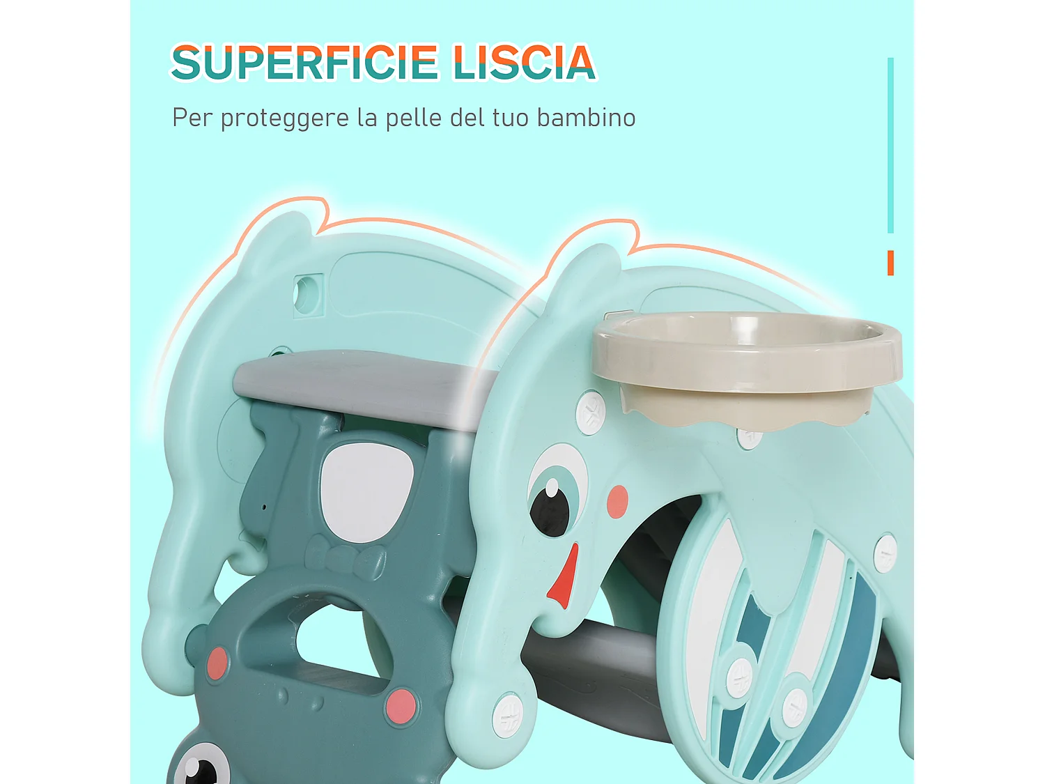 3-in-1 cavallo a dondolo scivolo per bambini età 3-5 anni hdpe verde