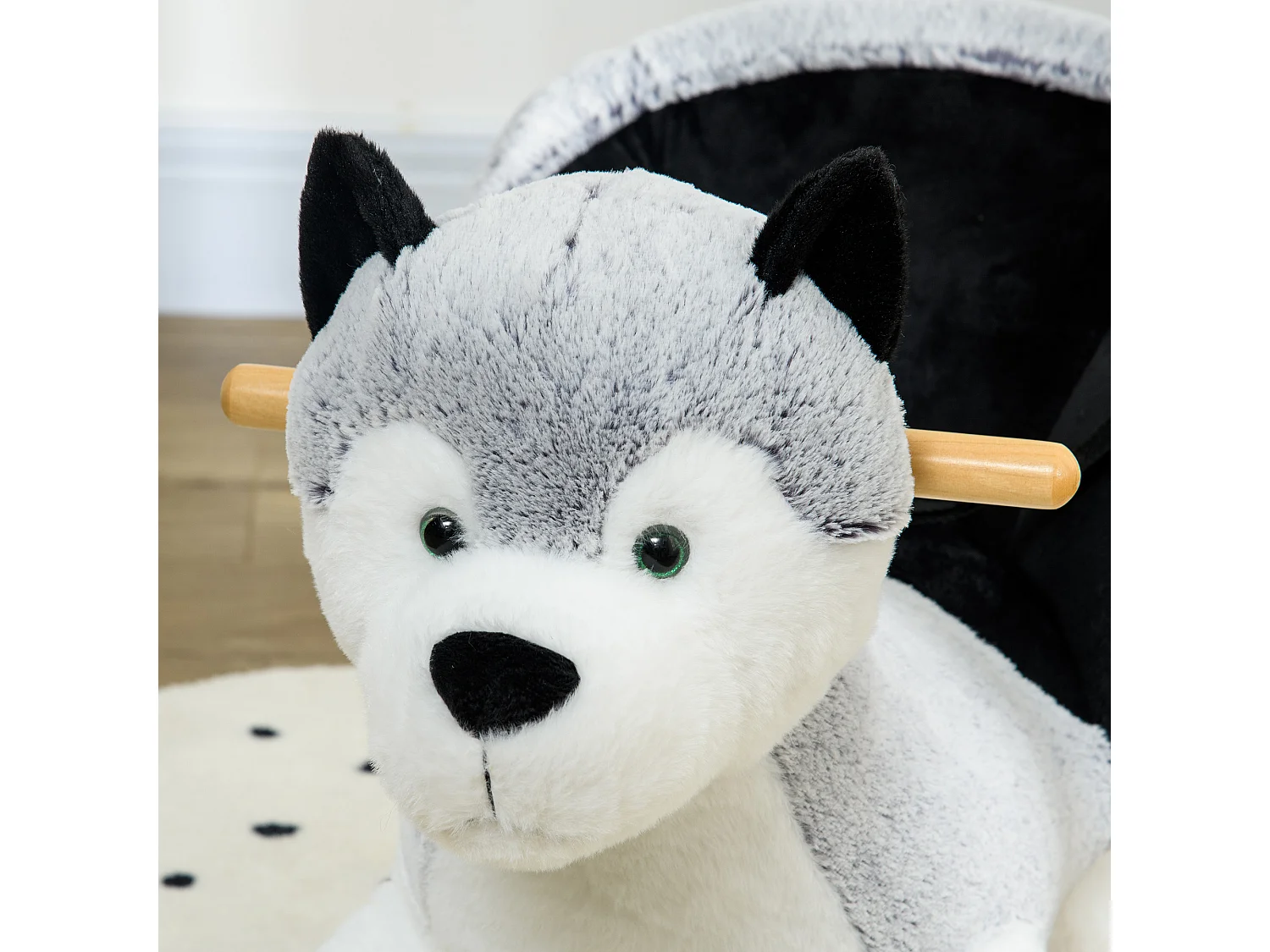 Cavallo a dondolo cane husky per bambini da 18-36 mesi grigio