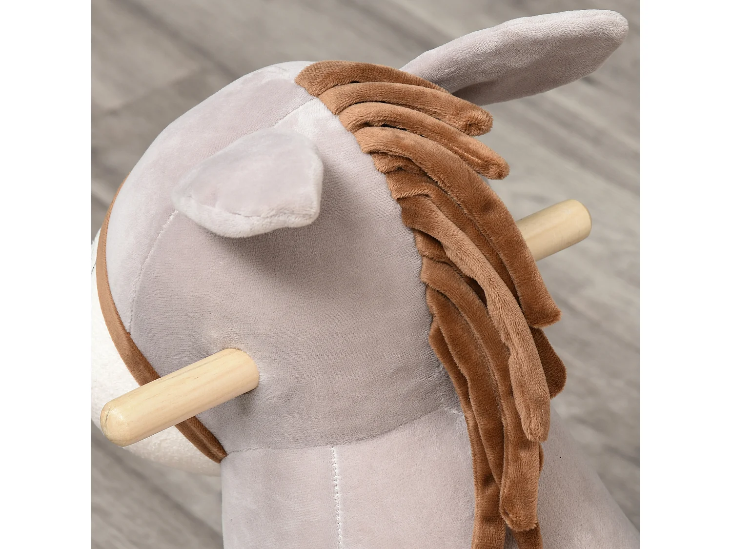 Dondolo giocattolo asino per bambini suoni realistici in legno grigio