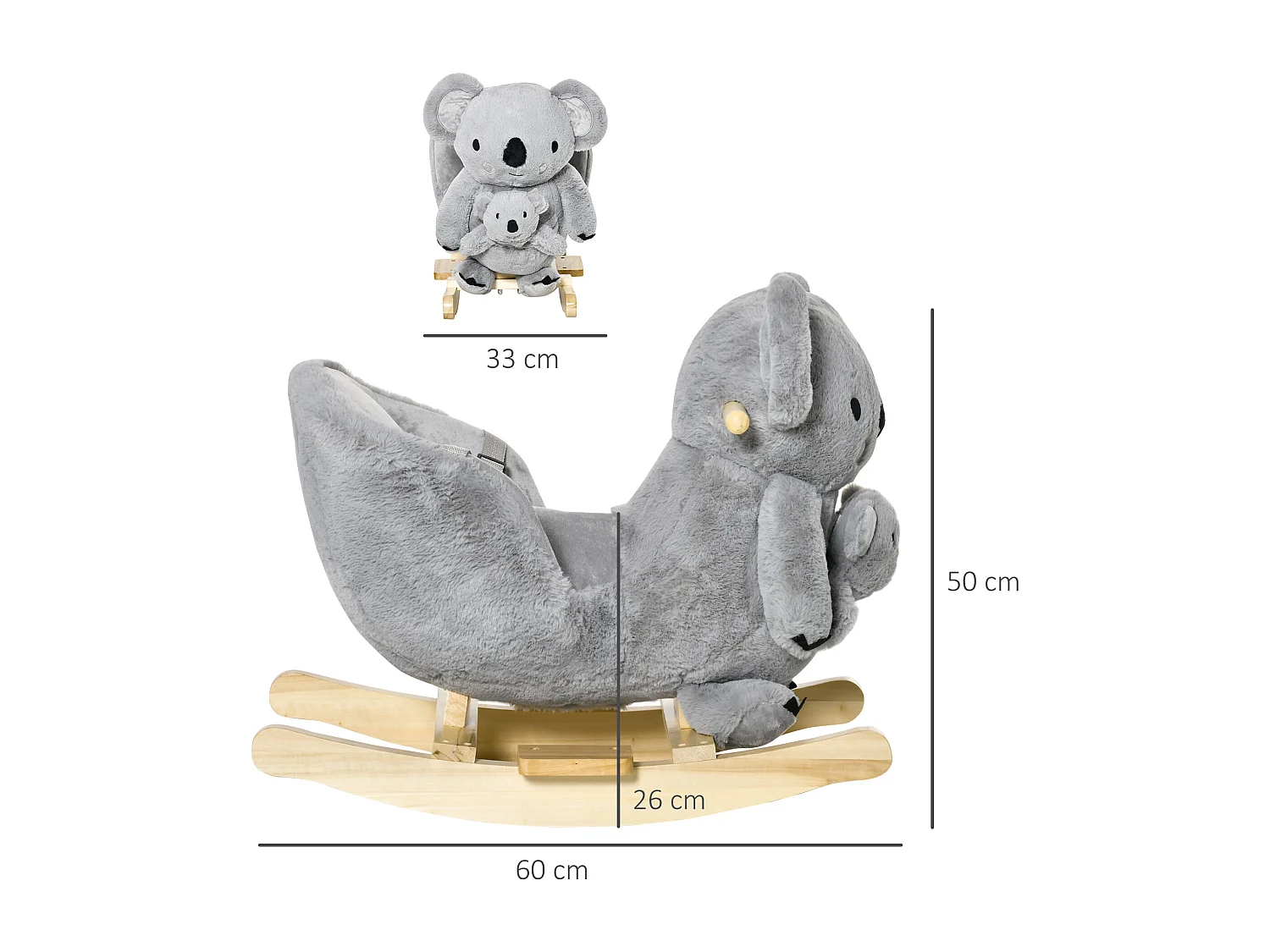 Cavallo a dondolo koala per bambini 18-36 mesi 60x33x50cm
