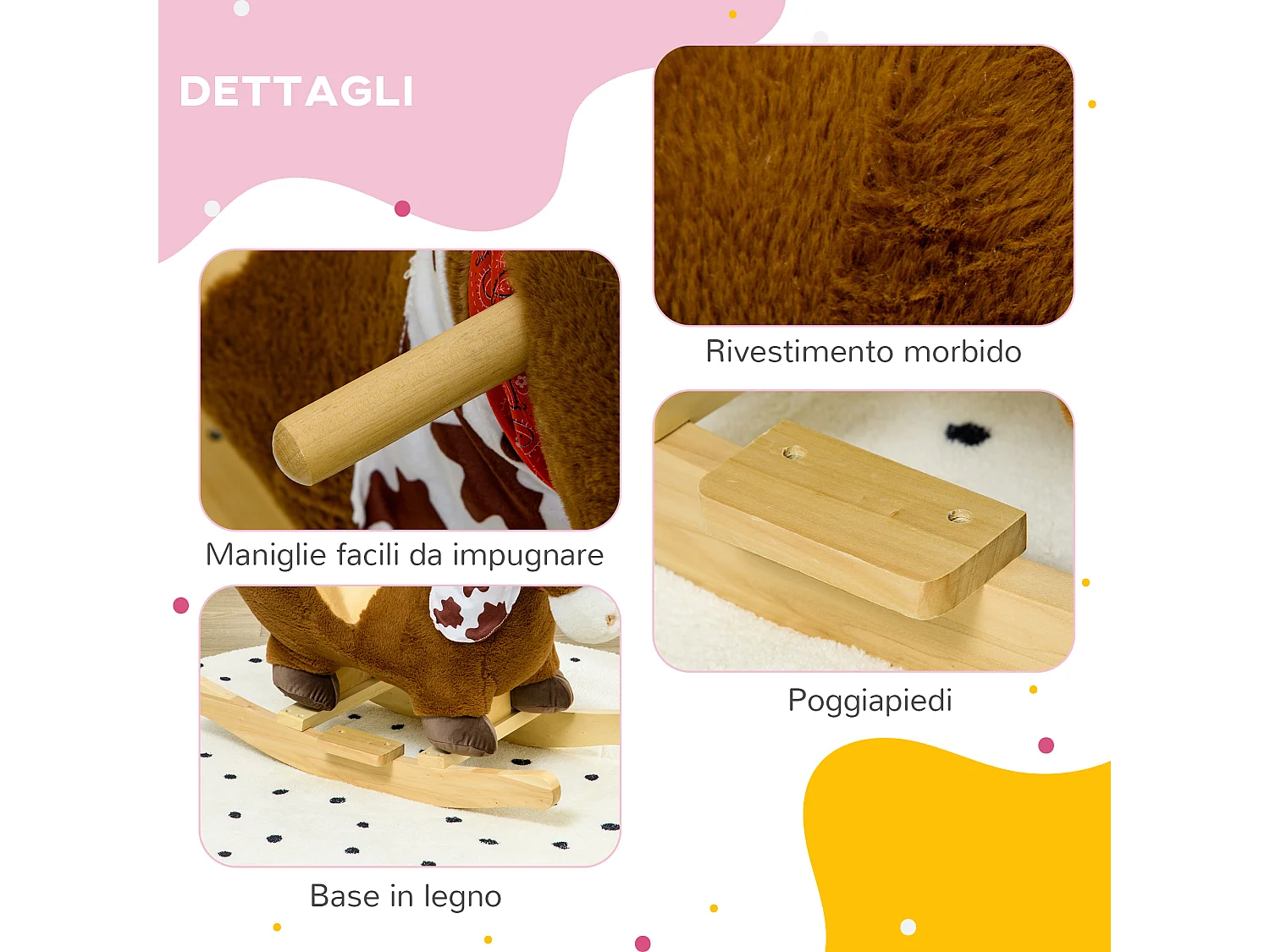 Cavallo a dondolo per bambini 18-36 mesi con suoni realistici