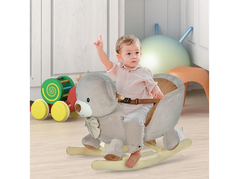 Cavallo a dondolo a forma di orso per bambini interattivo