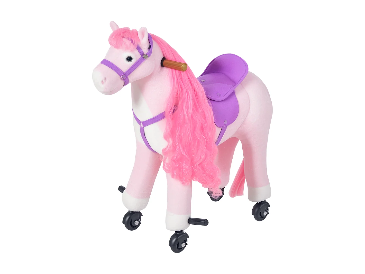 Cavallo a dondolo per bambini a 4 ruote con poggiapiedi e suoni