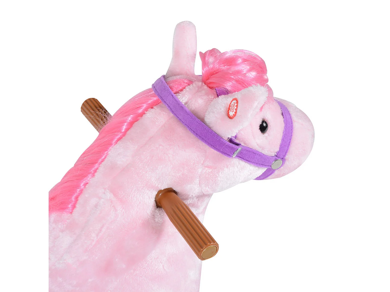 Cavallo a dondolo per bambini a 4 ruote con poggiapiedi e suoni