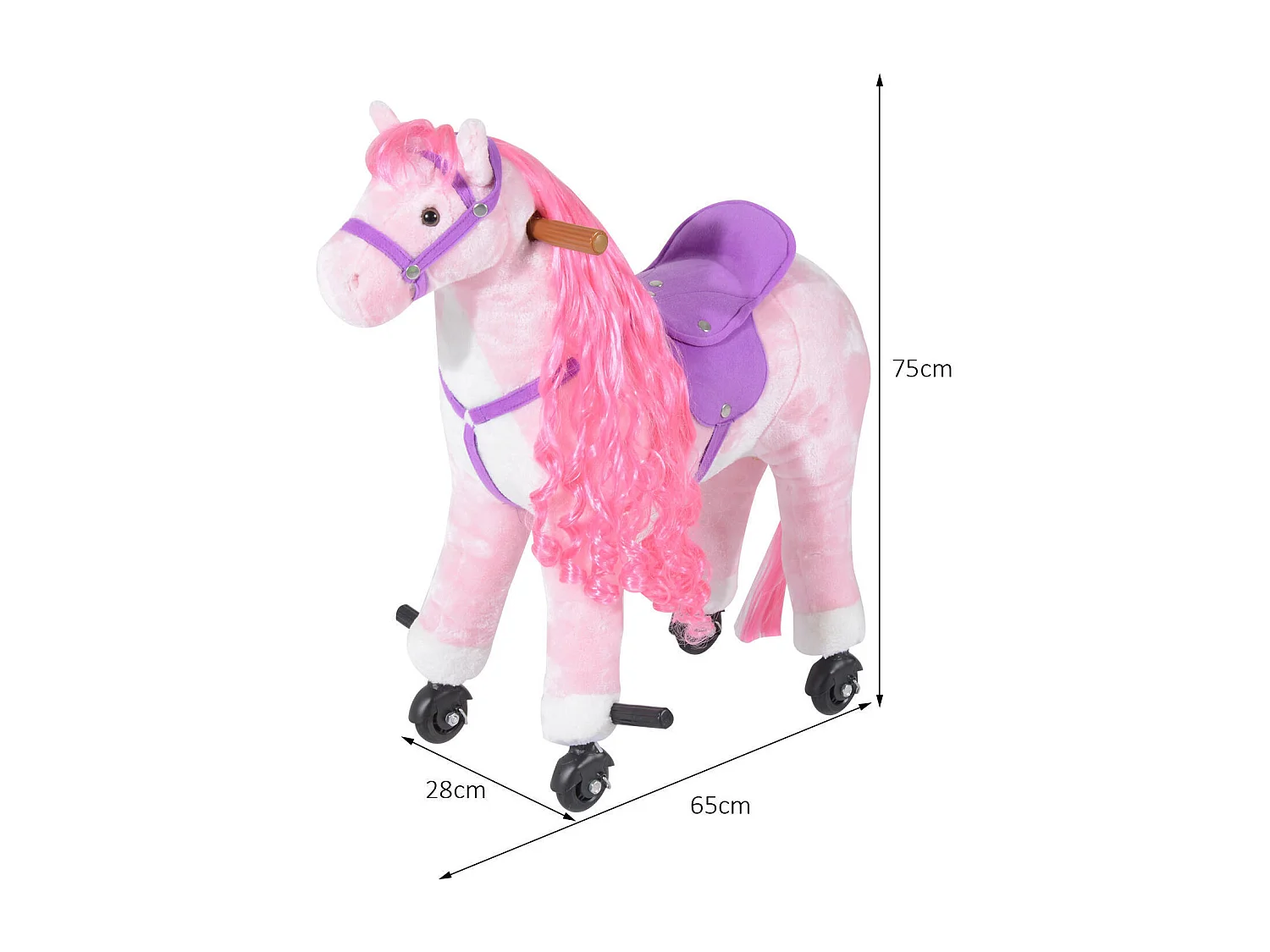 Cavallo a dondolo per bambini a 4 ruote con poggiapiedi e suoni