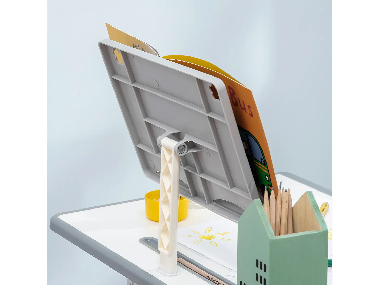 Banco scuola con sedia regolabile età 6-12 anni grigio