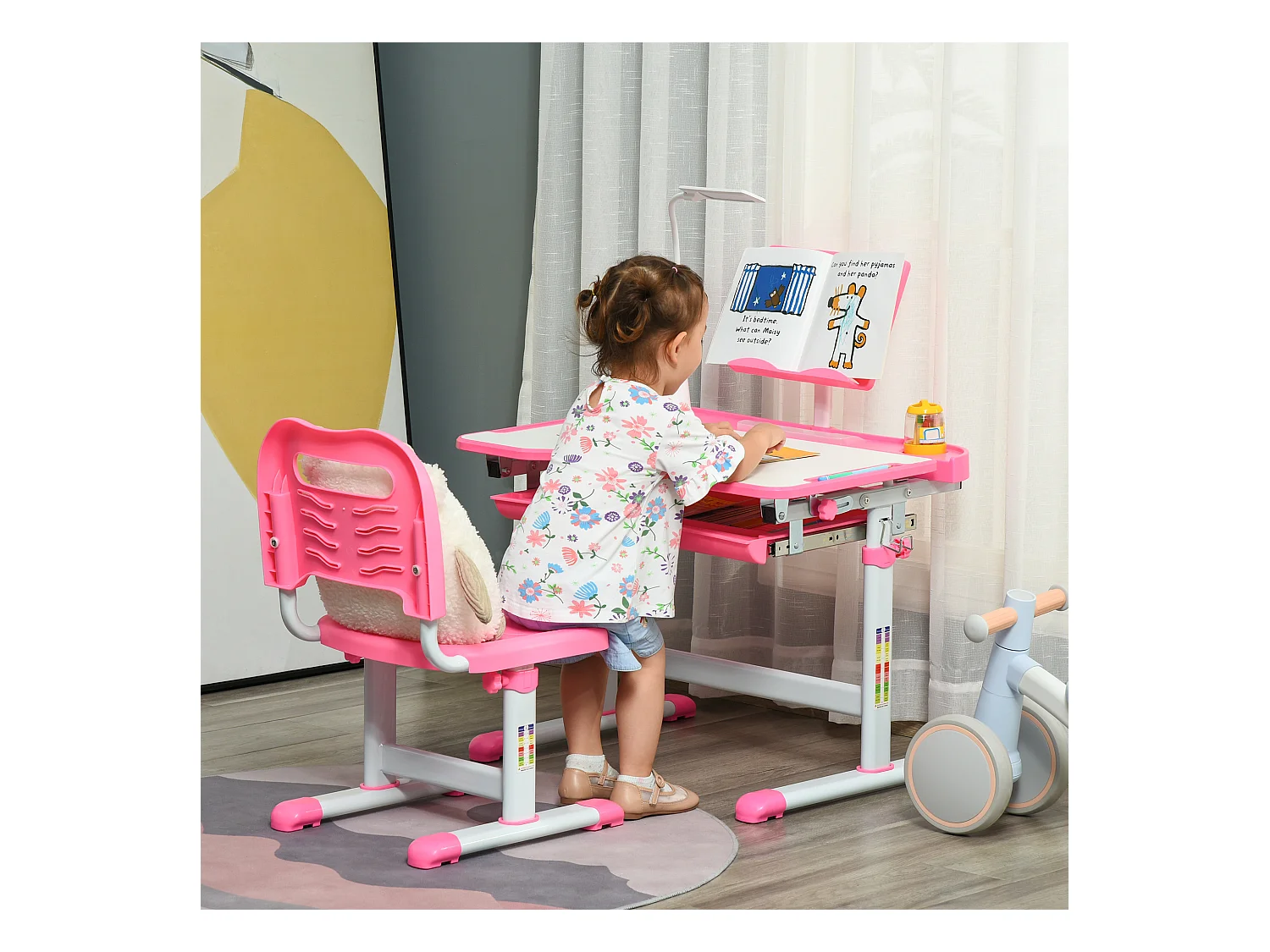 Banco scuola con sedia bimbi 6-12 anni altezza regolabile rosa