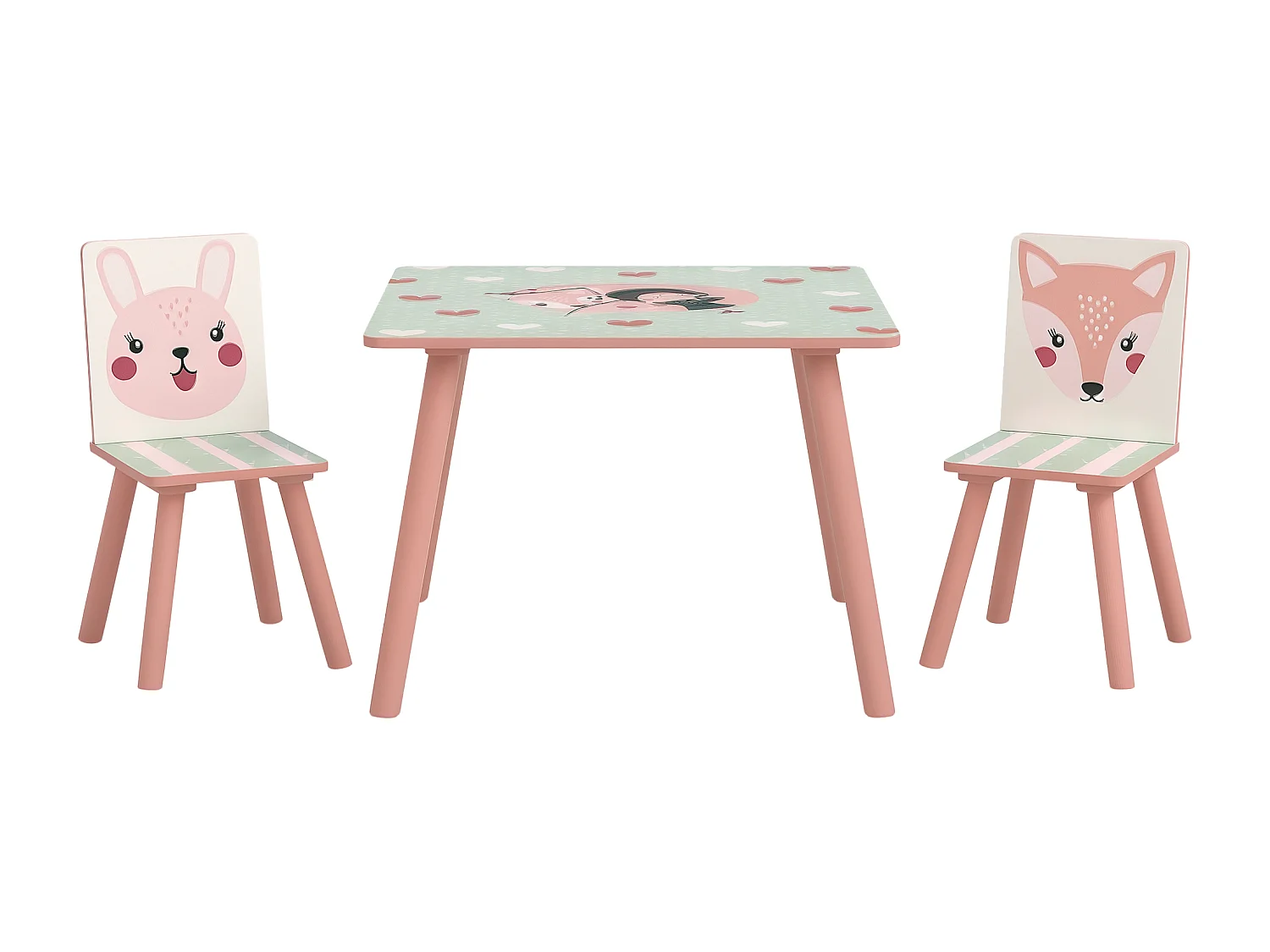 Set tavolo e sedie 3 pezzi per bambini 3-8 anni rosa