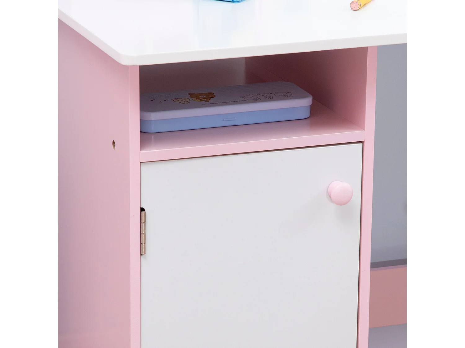 Set per bambini anni con banco scuola con lavagna e sedia bianco rosa