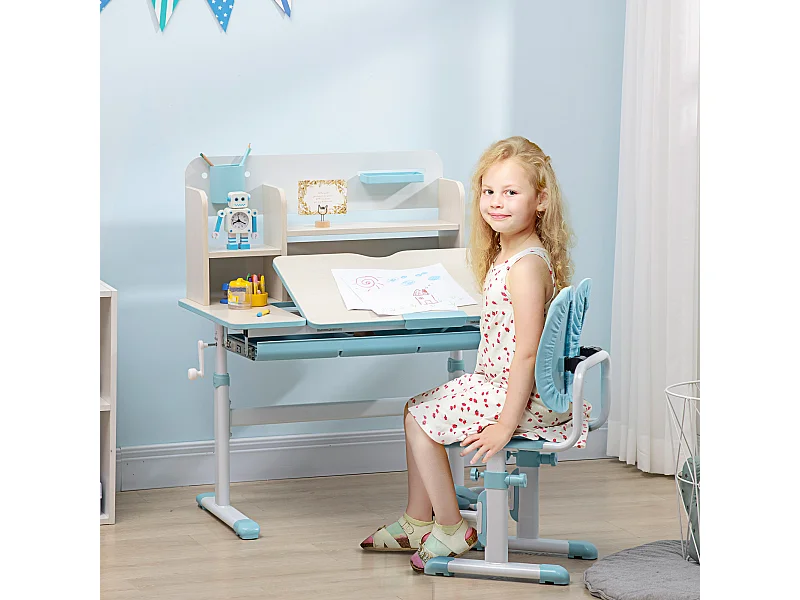 Banco scuola inclinabile e sedia bimbi 3-12 anni regolabili