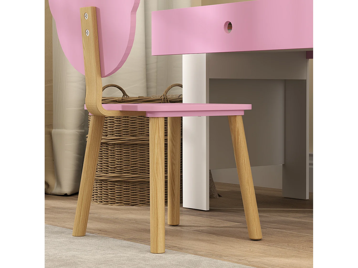 Set scrivania per bambini 3-8 anni con sedia a orsetto rosa