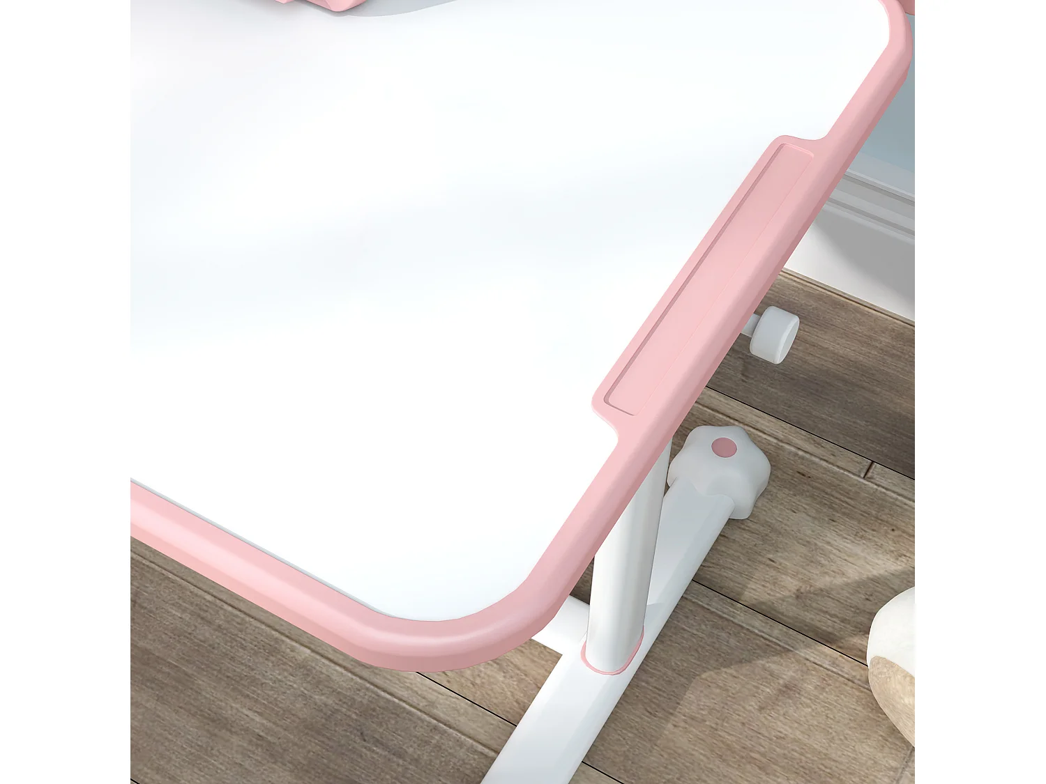 Set scrivania e sedia per bambini regolabili con scaffale rosa