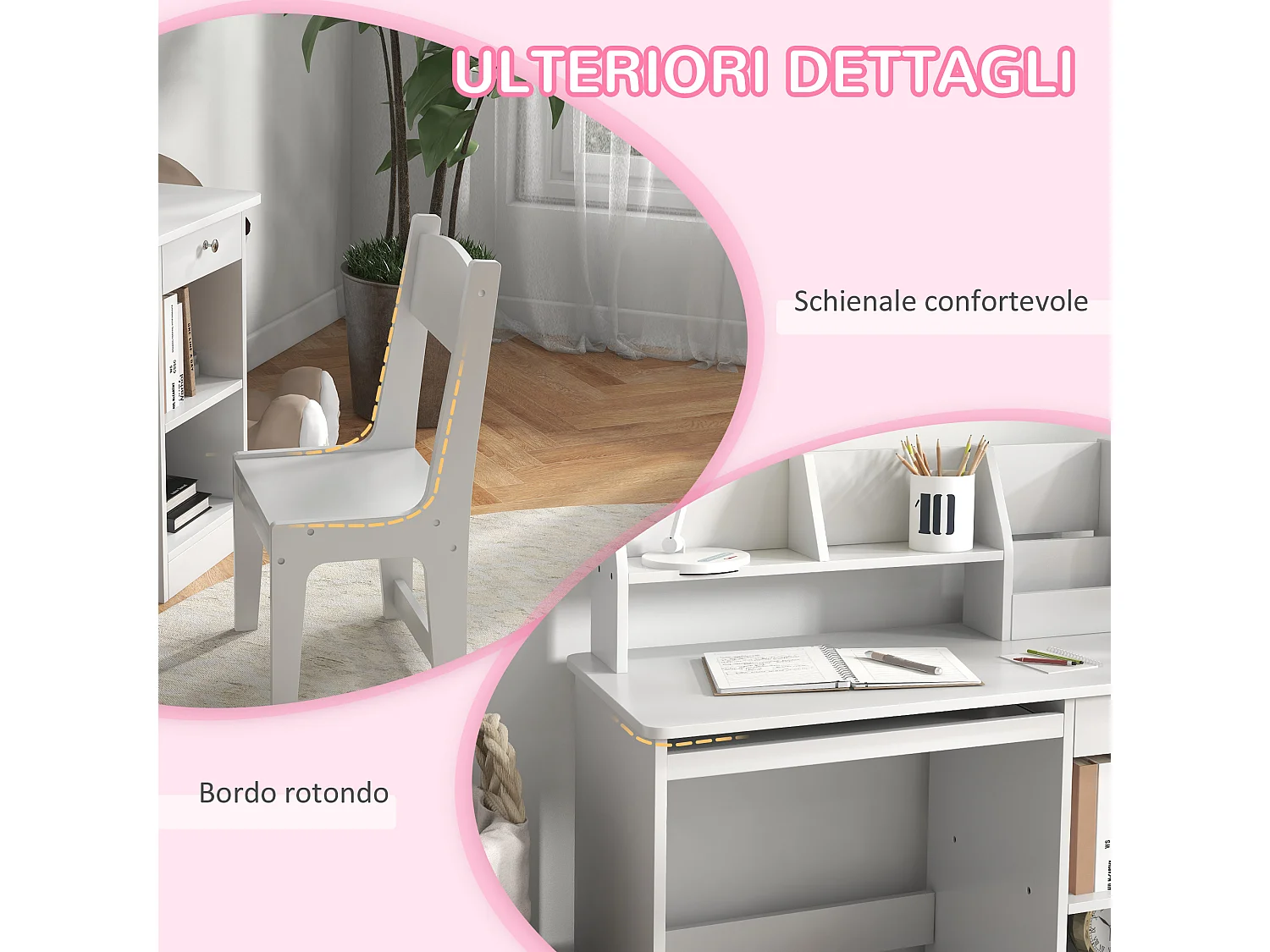Banchetto scuola con sedia per bambini legno bianco
