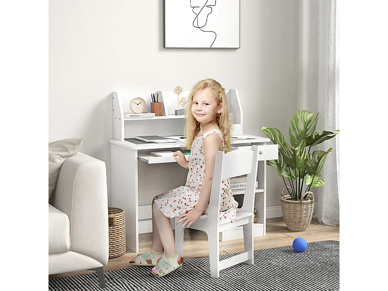 Banchetto scuola con sedia per bambini legno bianco