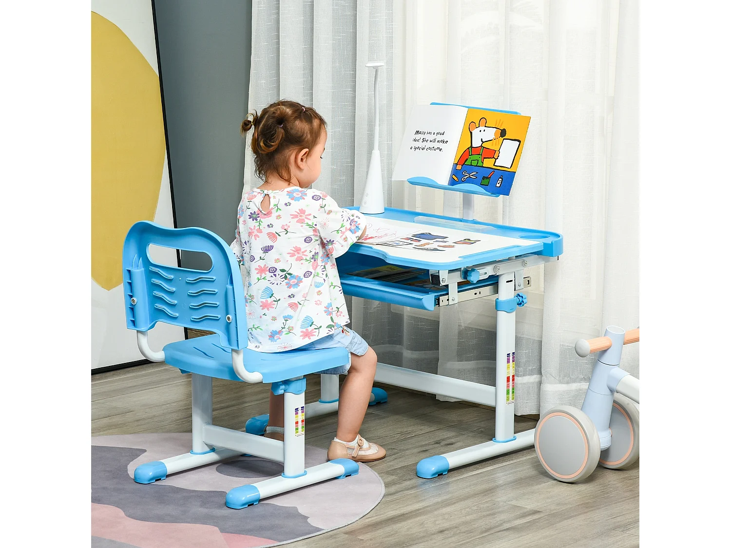 Banco scuola con sedia per bimbi 6-12 anni altezza regolabile