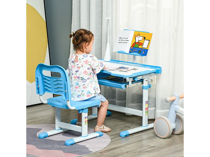 Banco scuola con sedia per bimbi 6-12 anni altezza regolabile