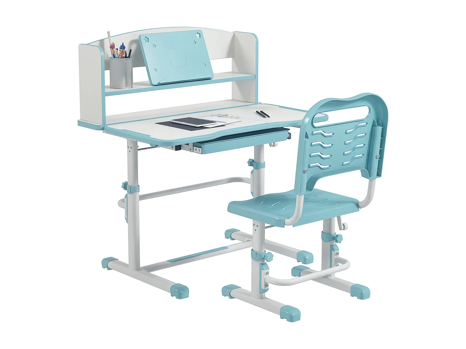 Banco per bambini 6-12 anni con sedia regolabile blu