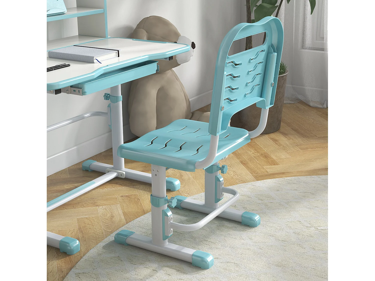 Banco per bambini 6-12 anni con sedia regolabile blu