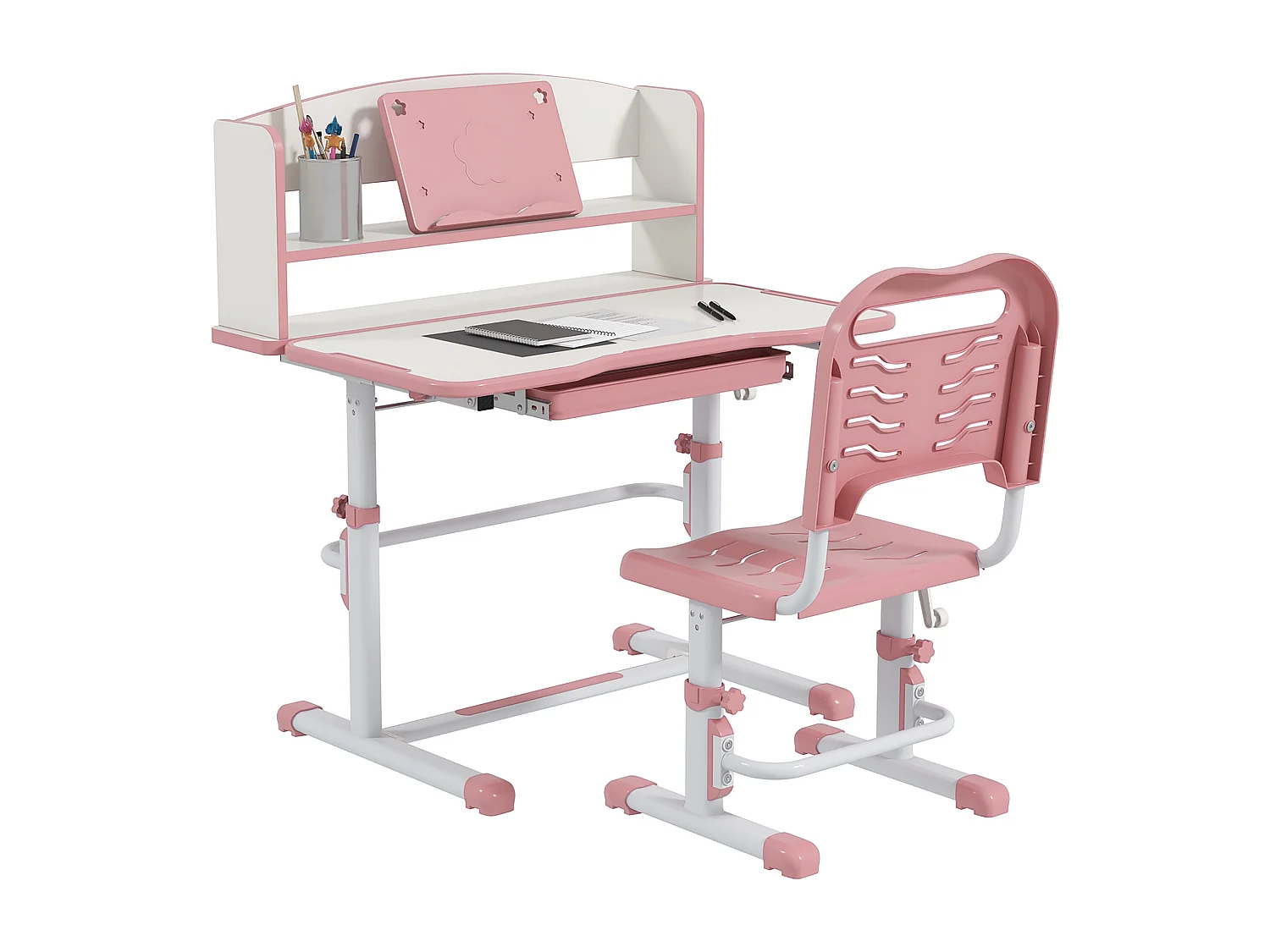 Banco per bambini 6-12 anni con sedia regolabile rosa