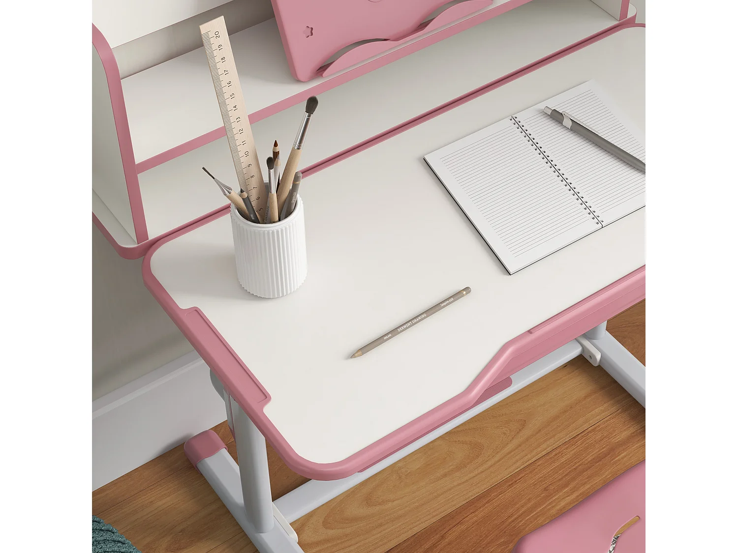 Banco per bambini 6-12 anni con sedia regolabile rosa