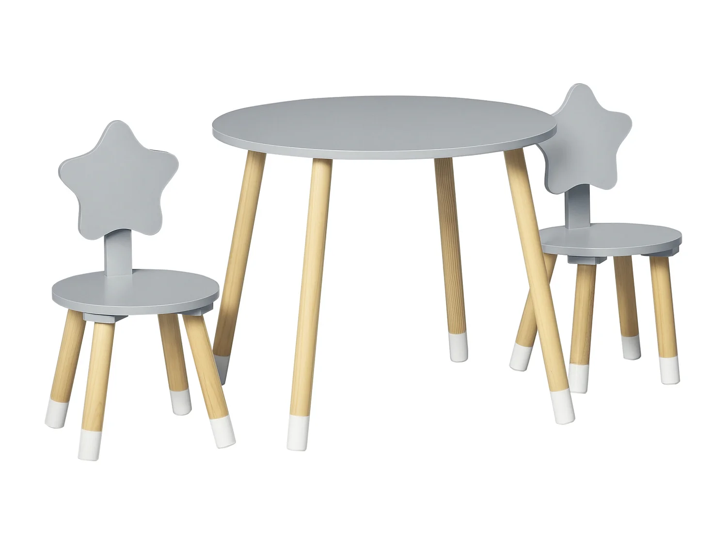 Set tavolo con 2 sedie per bambini da 18 mesi in legno grigio