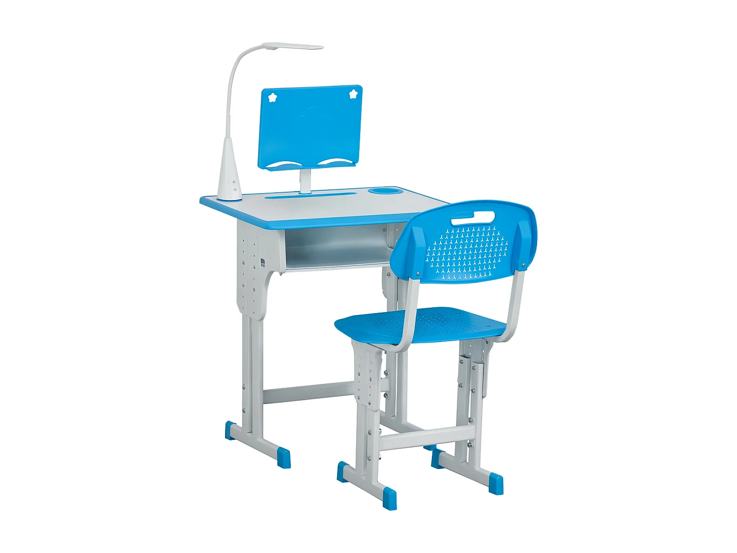 Banco scuola con sedia età 6-12 anni altezza regolabile lampada