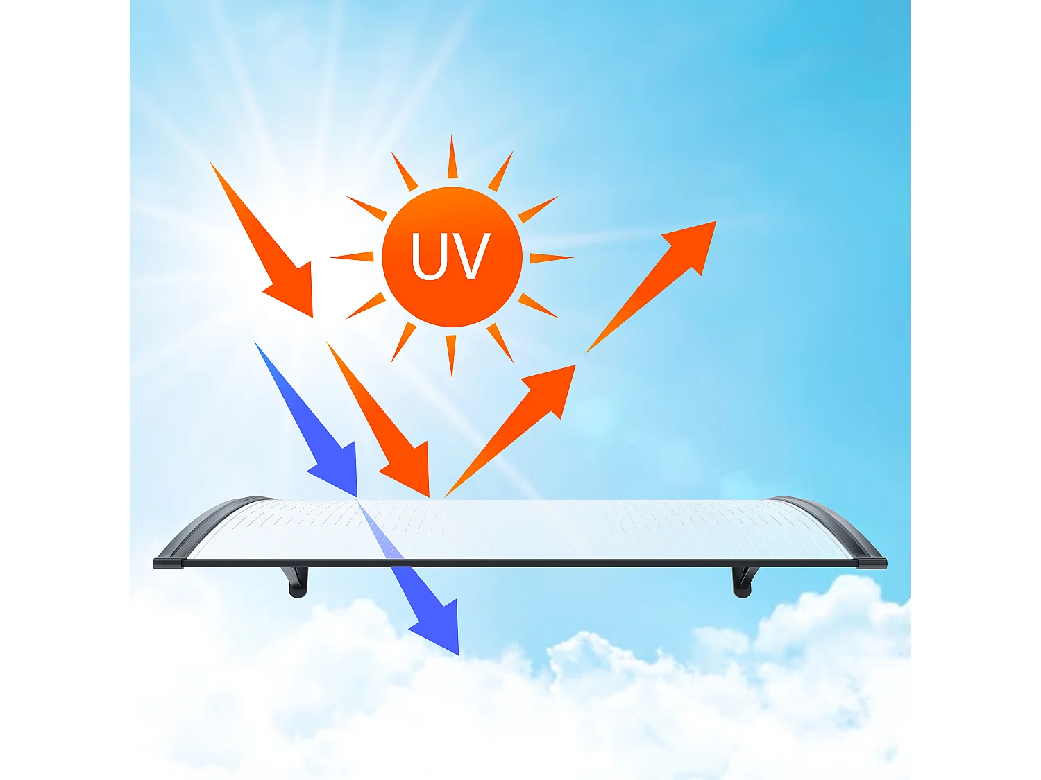Pensilina Per Copertura In Policarbonato Alveolare Tettoia Modulabile Per Esterno Per Porte Balcone Finestre Elegante E Resistente, Trasparente (100 x 200 Cm)