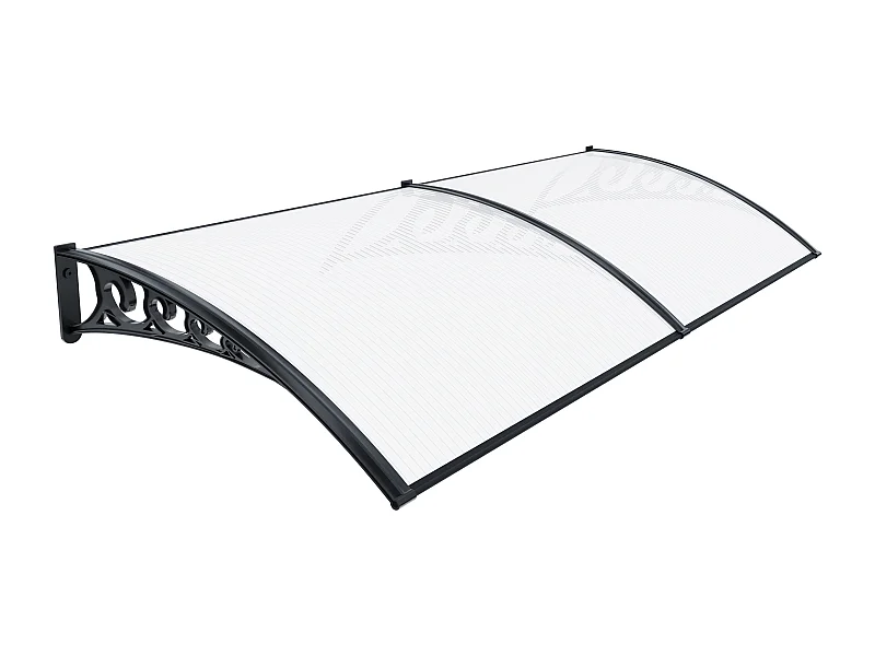 Pensilina Per Copertura In Policarbonato Alveolare Tettoia Modulabile Per Esterno Per Porte Balcone Finestre Elegante E Resistente, Trasparente (100 x 200 Cm)
