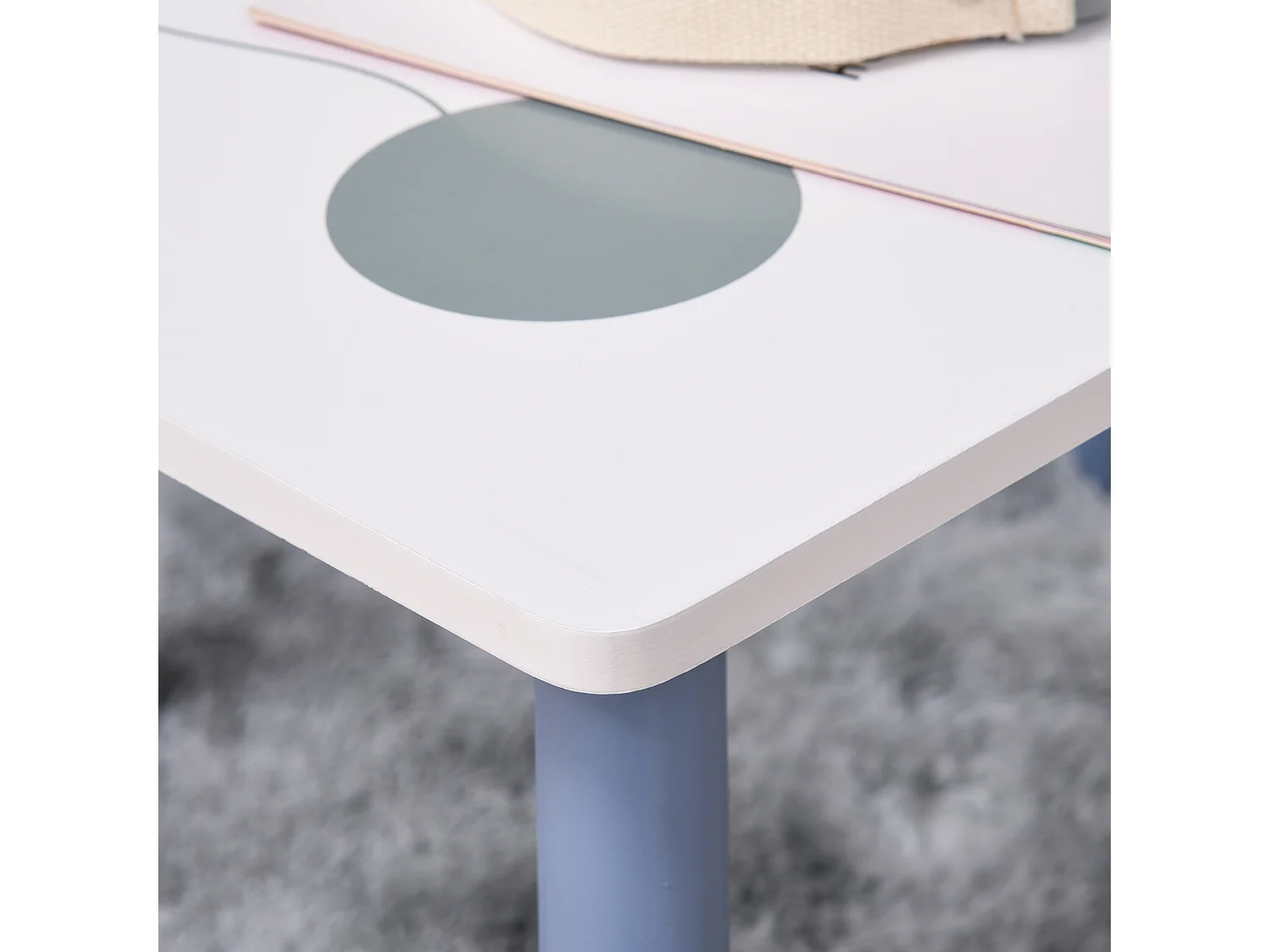 Set 3 pezzi tavolo con sedie bambini in legno azzurro e bianco