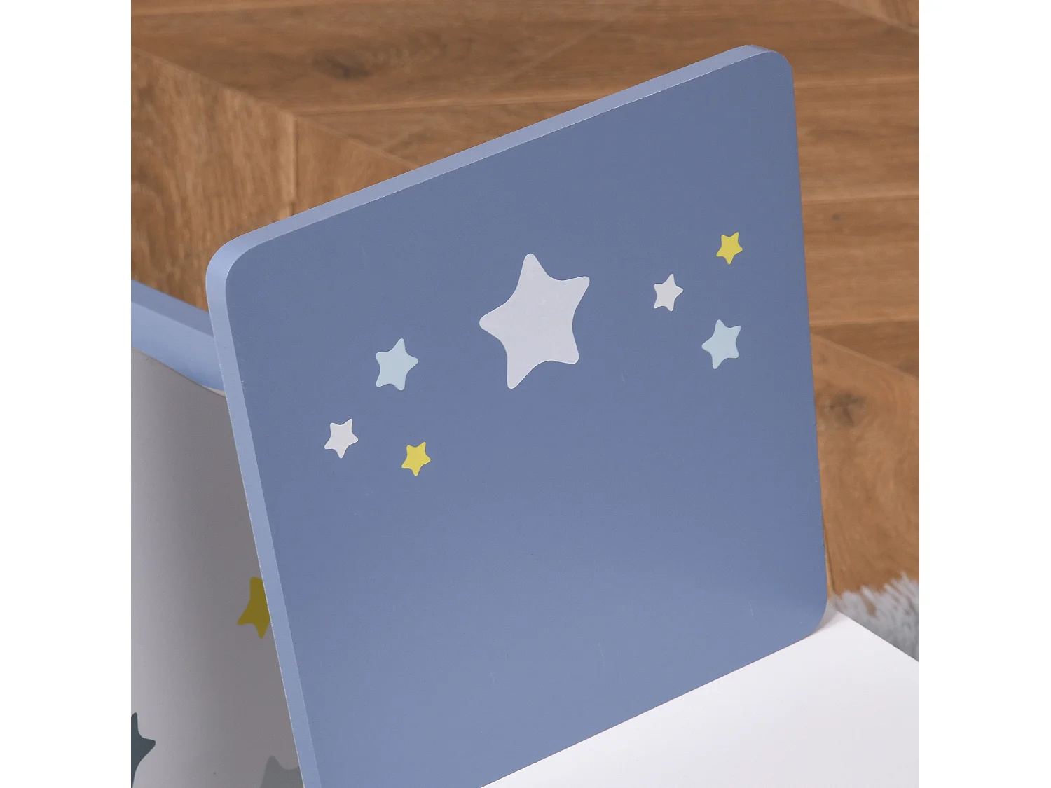 Set 3 pezzi tavolo con sedie bambini in legno azzurro e bianco