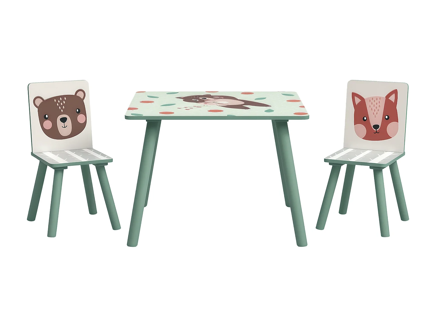 Set tavolo e sedie 3 pezzi per bambini 3-8 anni verde