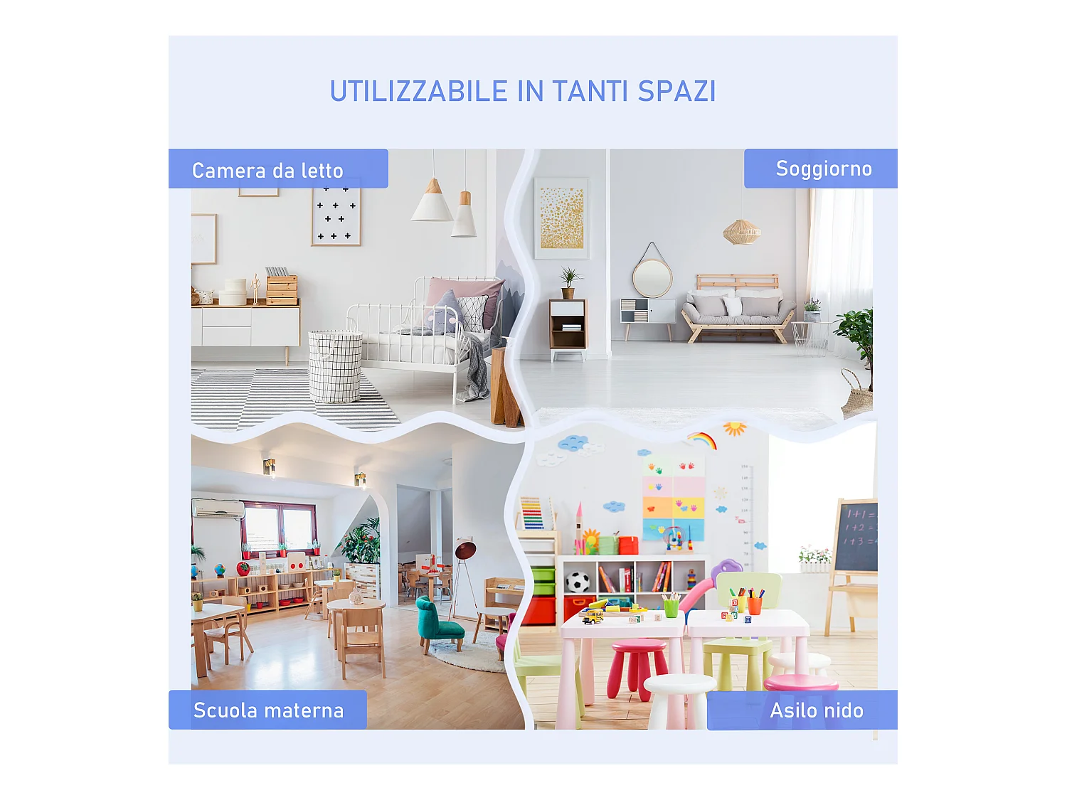 Set tavolo per bambini 2 sedie e cassapanca in legno bianco e grigio