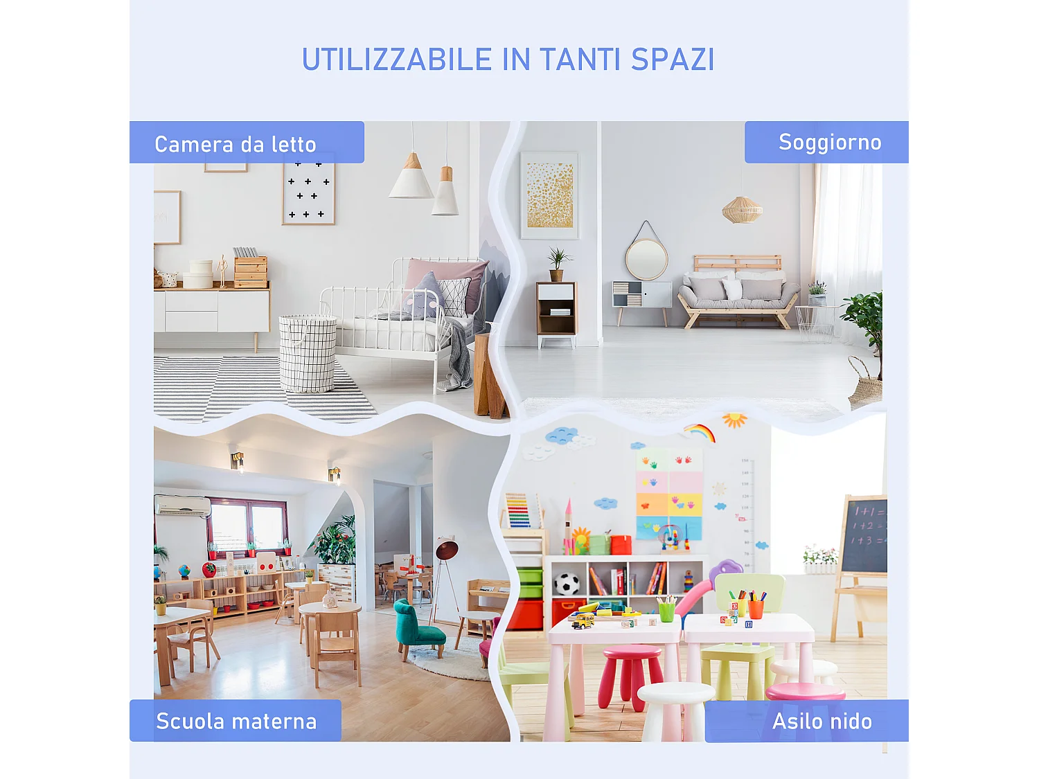Set tavolo per bambini 2 sedie e cassapanca in legno bianco e grigio