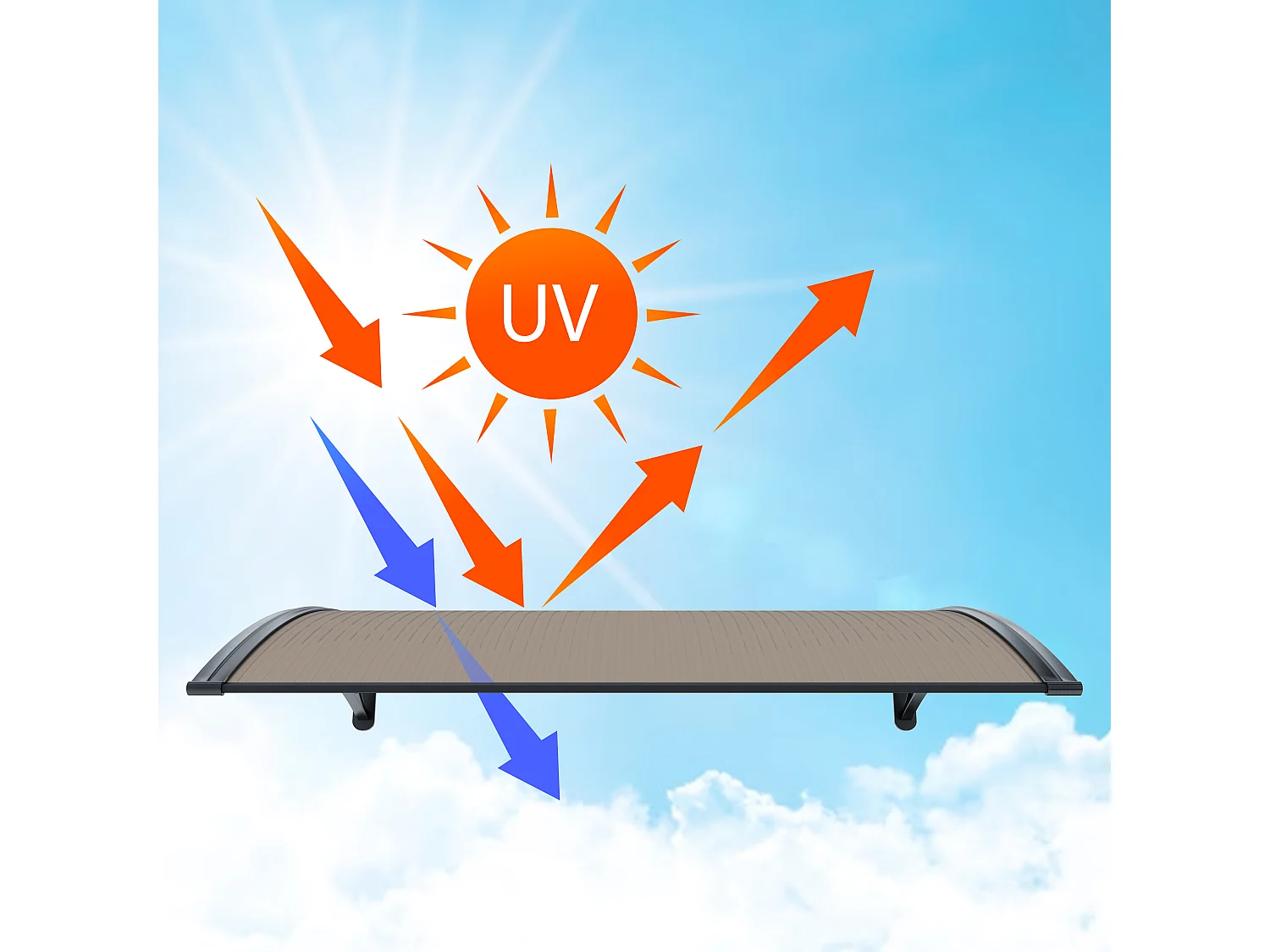 Pensilina Per Copertura In Policarbonato Alveolare Tettoia Modulabile Per Esterno Per Porte Balcone Finestre Elegante E Resistente, Colore Nero E Fumè (80 x 200 cm)