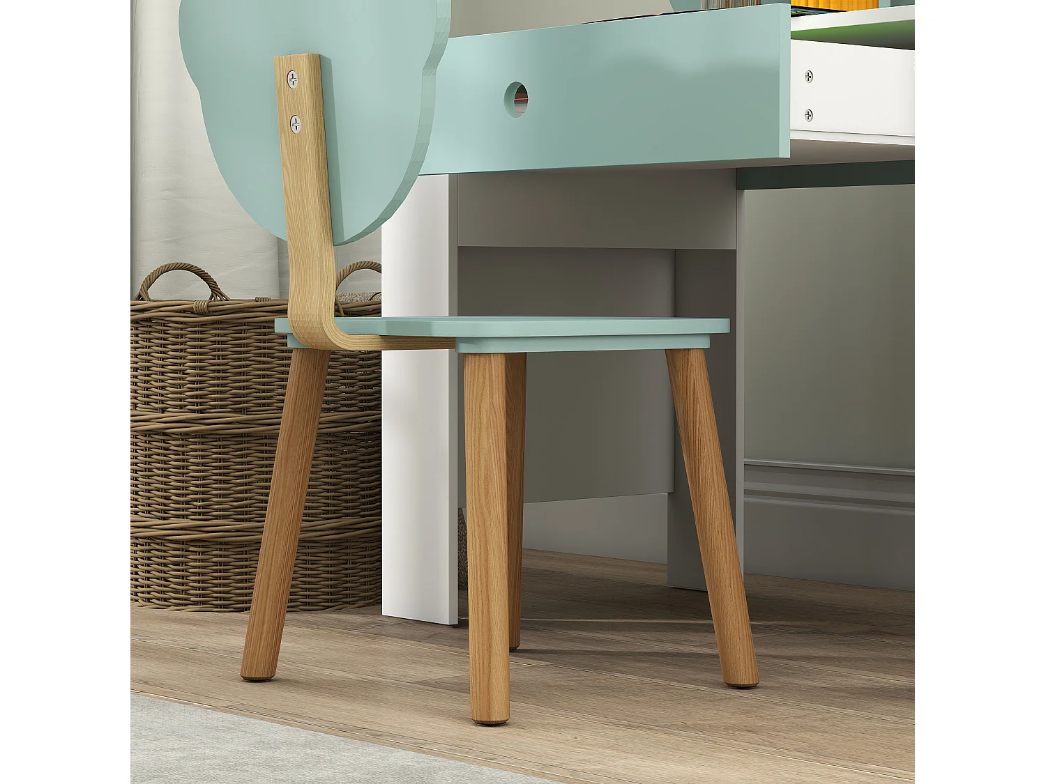 Set scrivania per bambini 3-8 anni con sedia a orsetto verde