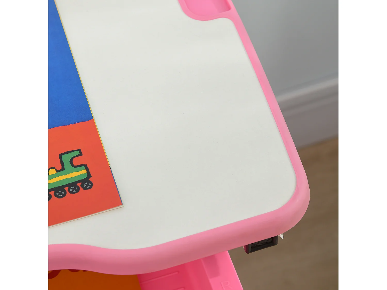 Banco scuola con sedia ad altezza regolabile e piano inclinabile rosa