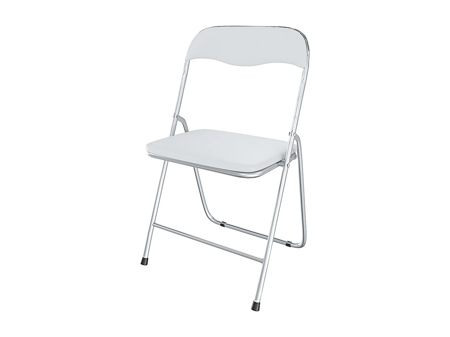 Set da 6 Sedia Pieghevole Slim Opaca in Metallo Sedie Salvaspazio Ufficio Casa Campeggio Salotto Cucina In Ecopelle Comoda Seduta Imbottita 78 x 44 x 44 cm Bianco